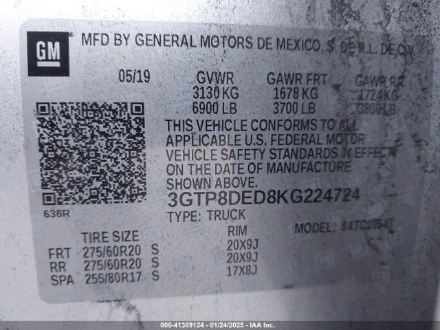 GMC Sierra 1500 Slt 2019 3GTP8DED8KG224724 Image 9