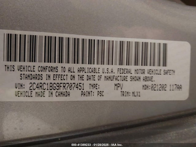 Chrysler 2015 2015 2C4RC1BG9FR707451 Image 9