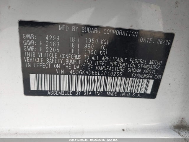 4S3GKAD65L3610265 Subaru 2020
