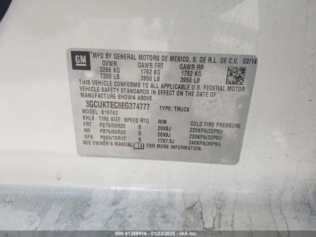 3GCUKTEC8EG374777 Chevrolet Silverado 1500 High Country