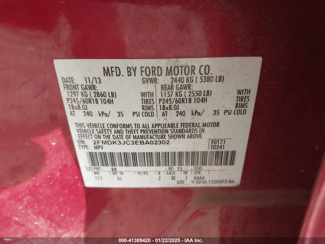 Ford EDGE SEL 2014 2FMDK3JC3EBA02302 Image 9