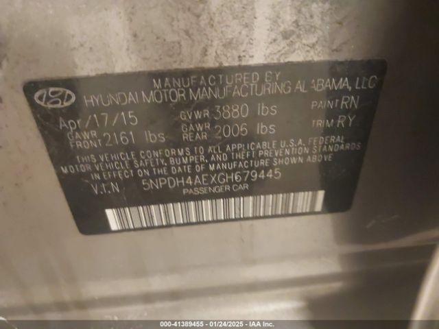 5NPDH4AEXGH679445 Hyundai Elantra Value Edition