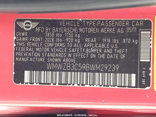 2011 MINI COOPER COUNTRYMAN WMWZB3C59BWM29239 Photo 8