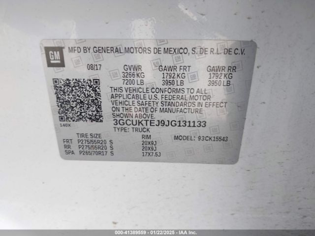 3GCUKTEJ9JG131133 Chevrolet Silverado 1500 High Country