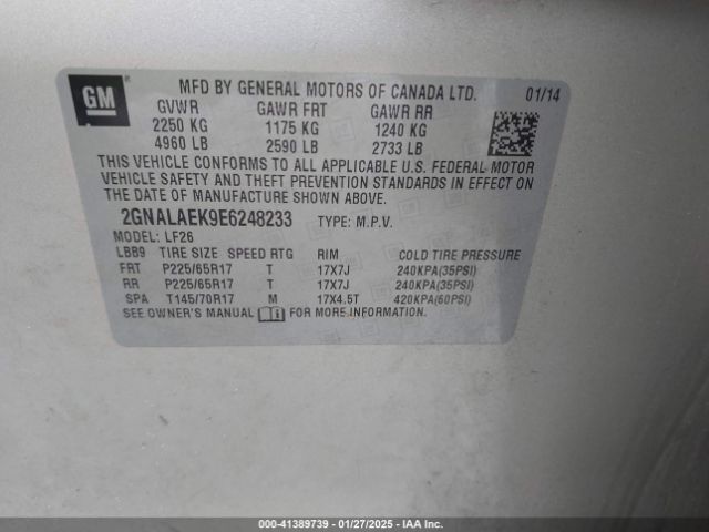2GNALAEK9E6248233 Chevrolet EQUINOX LS