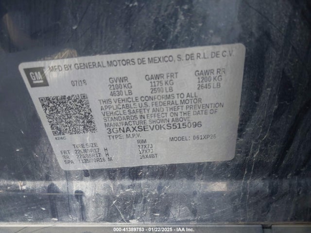 3GNAXSEV0KS515096 Chevrolet EQUINOX LS