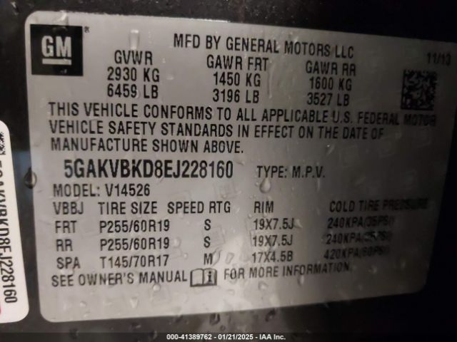 5GAKVBKD8EJ228160 Buick Enclave Leather