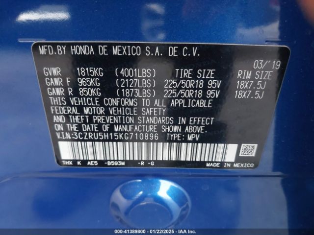 3CZRU5H15KG710896 Honda HR-V SPORT