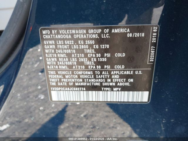 2018 VOLKSWAGEN ATLAS 1V2DP2CA6JC592774 Photo 8