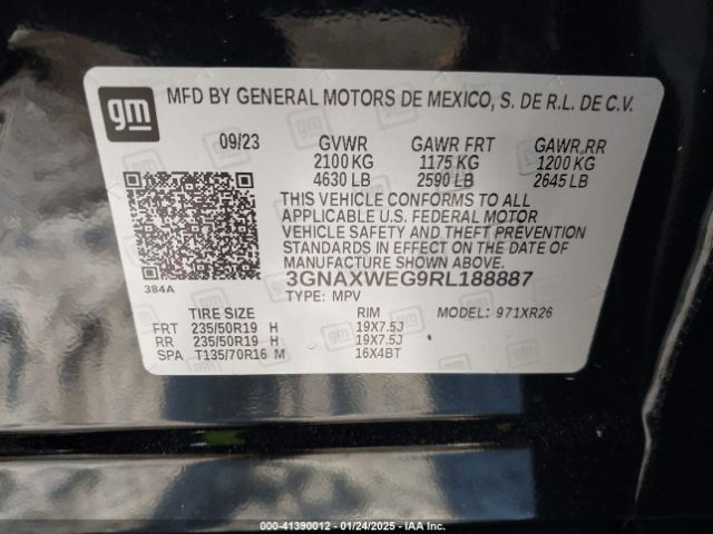 3GNAXWEG9RL188887 Chevrolet Equinox Awd Rs