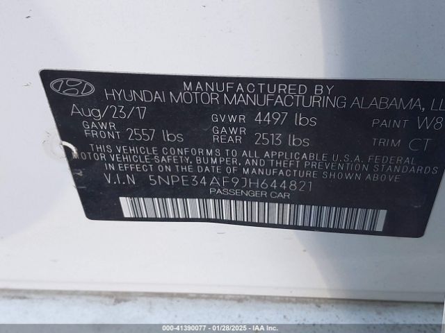 5NPE34AF9JH644821 Hyundai Sonata Limited
