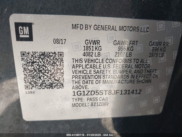 Chevrolet MALIBU LT 2018 1G1ZD5ST8JF131412 Image 9