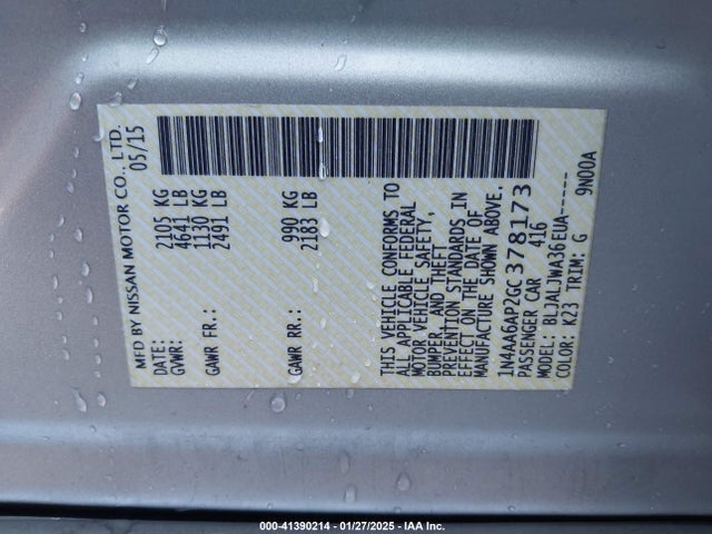 Nissan Maxima 3.5 Sv 2016 1N4AA6AP2GC378173 Image 9