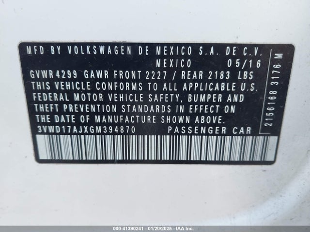 3VWD17AJXGM394870 Volkswagen Jetta 1.8t Sport