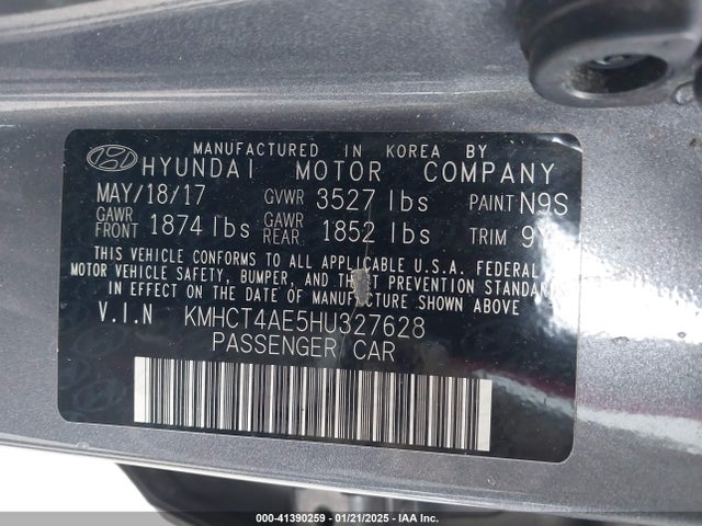 Hyundai ACCENT SE 2017 KMHCT4AE5HU327628 Image 9