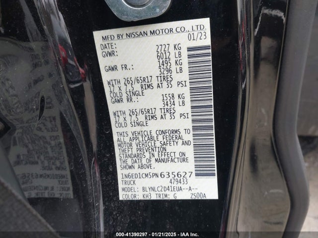 1N6ED1CM5PN635627 Nissan Frontier King Cab Sv 4x4