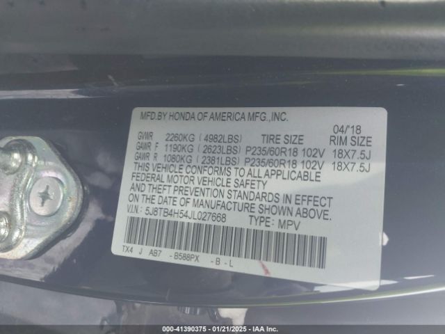5J8TB4H54JL027668 Acura Rdx Technology   Acurawatch Plus Packages/technology Package
