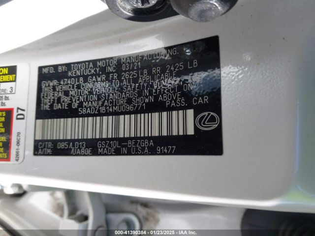 58ADZ1B14MU096771 Lexus ES 350