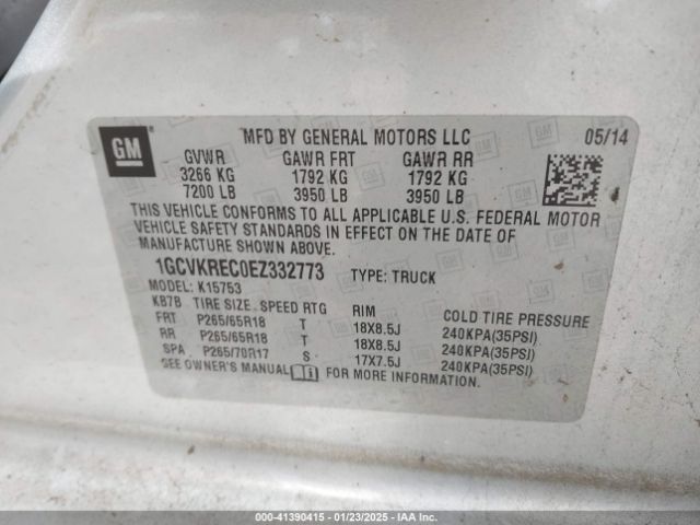 1GCVKREC0EZ332773 Chevrolet Silverado 1500 2lt