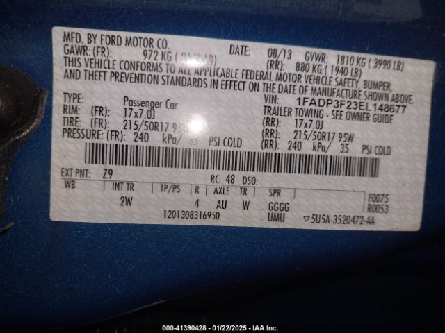 1FADP3F23EL148677 Ford FOCUS SE