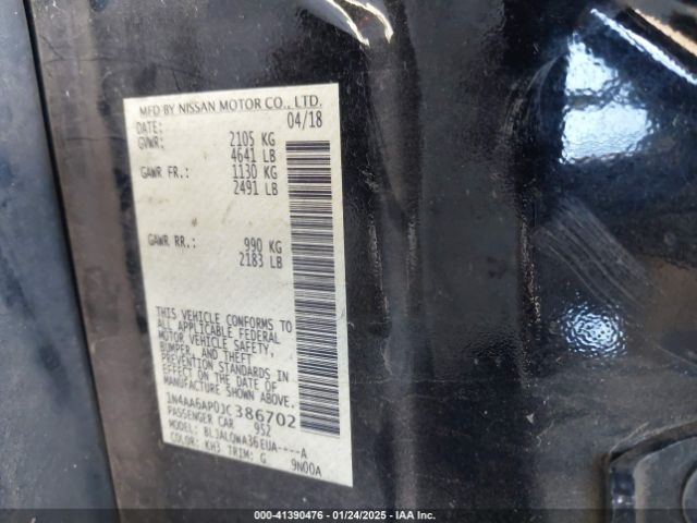 1N4AA6AP0JC386702 Nissan Maxima 3.5 S