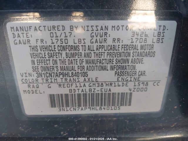 Nissan Versa 1.6 Sv 2017 3N1CN7AP9HL840105 Image 9
