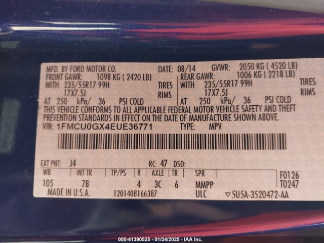Ford ESCAPE SE 2014 1FMCU0GX4EUE36771 Image 9