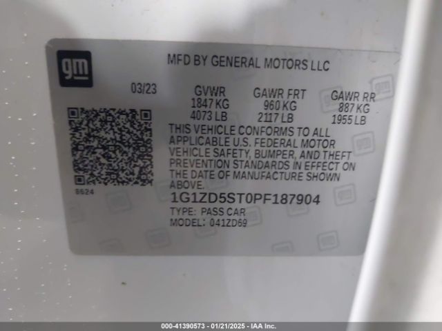 1G1ZD5ST0PF187904 Chevrolet Malibu Fwd 1lt