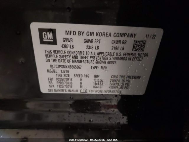 KL7CJPSMXNB565867 Chevrolet Trax Awd Lt