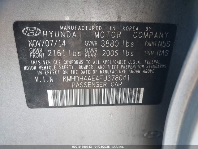 Hyundai ELANTRA SE 2015 KMHDH4AE4FU378041 Image 9
