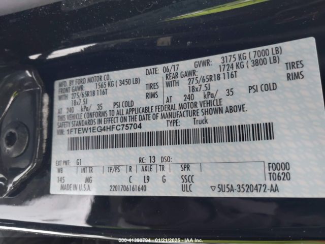 1FTEW1EG4HFC75704 Ford F-150 Xlt