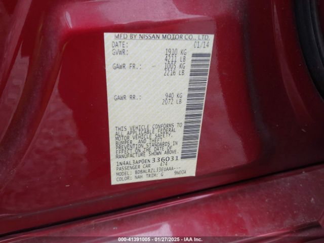 1N4AL3AP0EN336031 Nissan Altima 2.5/2.5 S/2.5 Sl/2.5 Sv