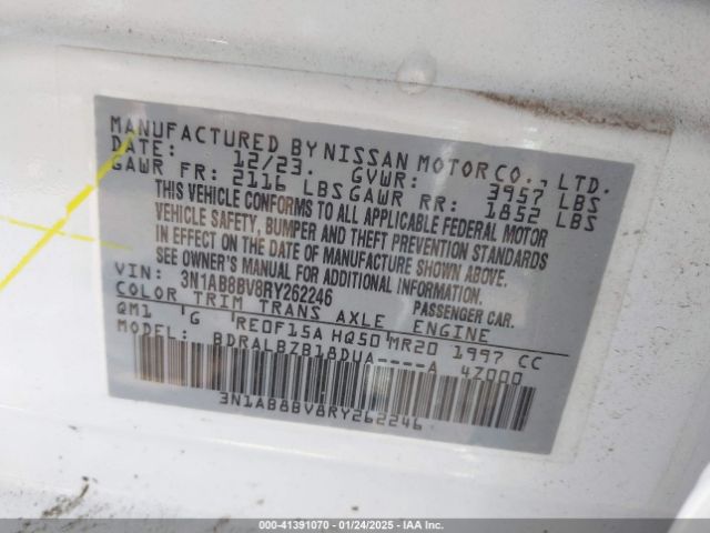 3N1AB8BV8RY262246 Nissan Sentra S Xtronic Cvt