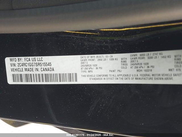 Chrysler Pacifica Limited 2025 2C4RC1GG7SR515545 Image 9