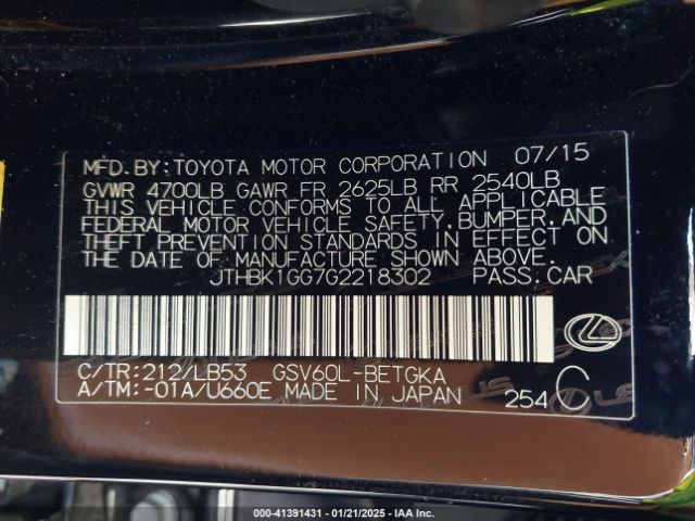 JTHBK1GG7G2218302 Lexus ES 350
