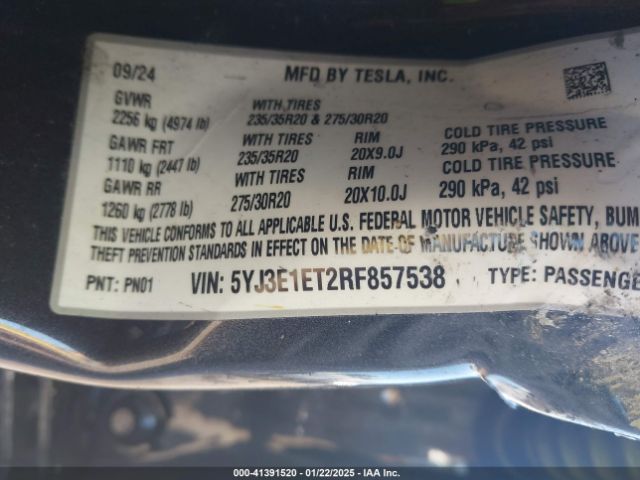 5YJ3E1ET2RF857538 Tesla Model 3 Performance All-wheel Drive