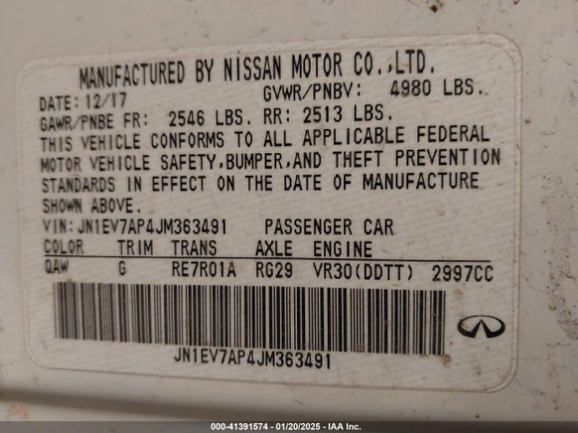 JN1EV7AP4JM363491 Infiniti Q50 3.0t Luxe