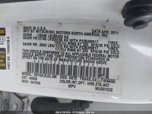 2011 MITSUBISHI ENDEAVOR 4A4JN2AS7BE028071 Photo 8