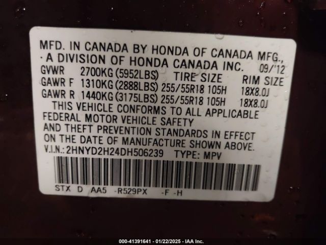 2013 ACURA MDX 2HNYD2H24DH506239 Photo 8