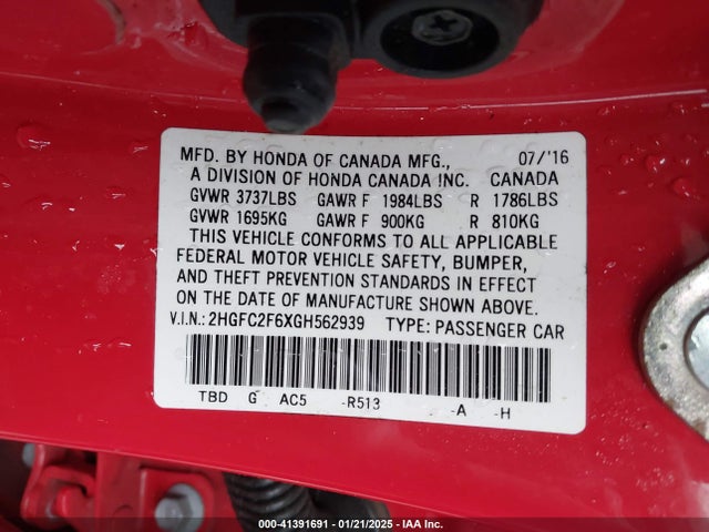 Honda Civic Lx 2016 2HGFC2F6XGH562939 Image 9