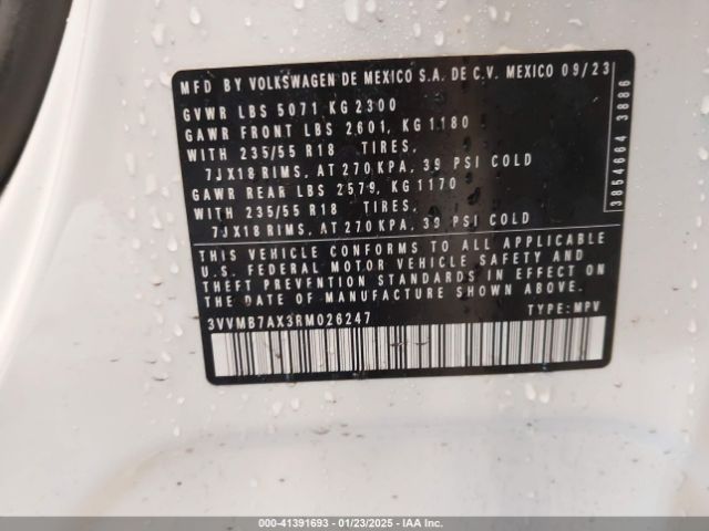 3VVMB7AX3RM026247 Volkswagen Tiguan 2.0t Se/2.0t Wolfsburg Edition