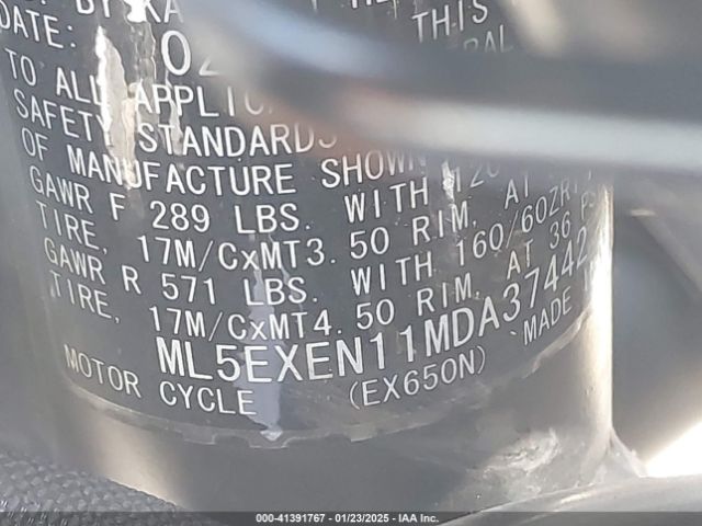 2021 KAWASAKI EX650 ML5EXEN11MDA37442 Photo 9