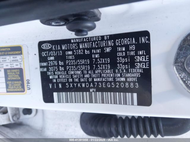 5XYKWDA73EG520883 KIA Sorento Sx V6