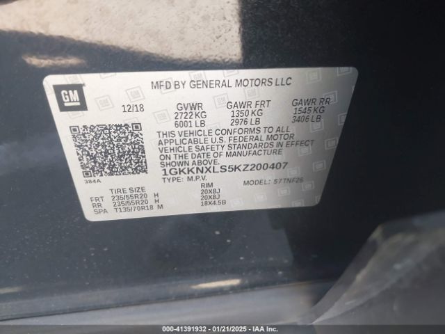 1GKKNXLS5KZ200407 GMC Acadia Denali