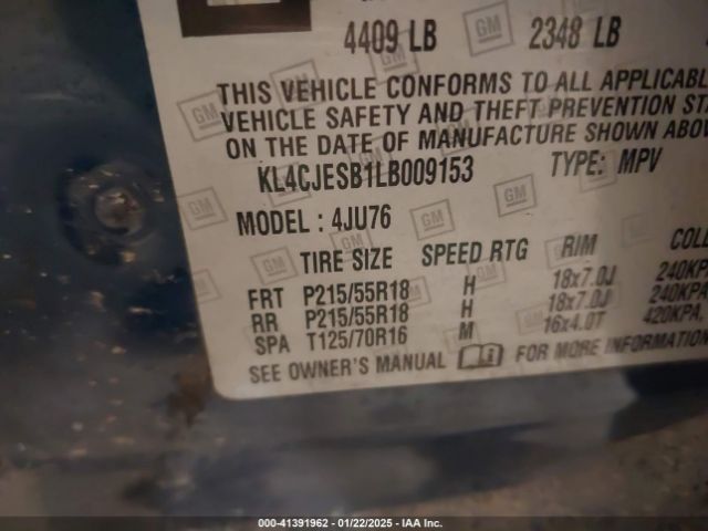 KL4CJESB1LB009153 Buick Encore Awd Preferred