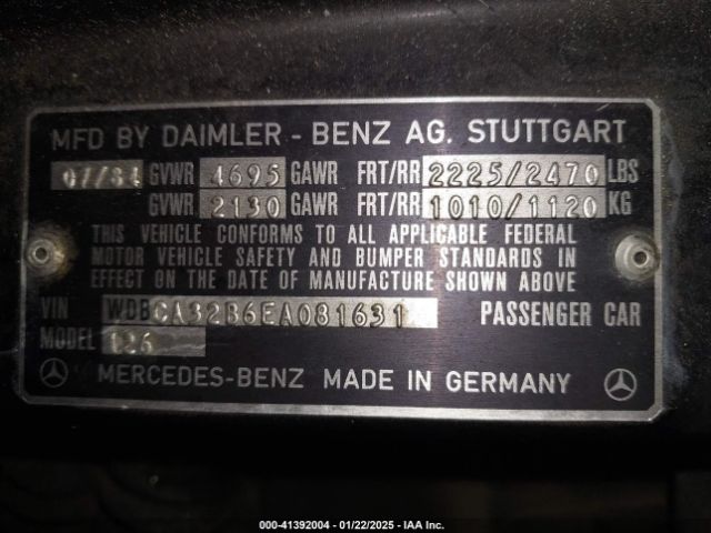 1984 MERCEDES-BENZ 380 WDBCA32B6EA081631 Photo 8