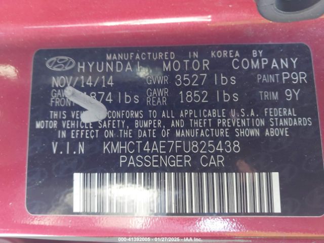 KMHCT4AE7FU825438 Hyundai ACCENT GLS