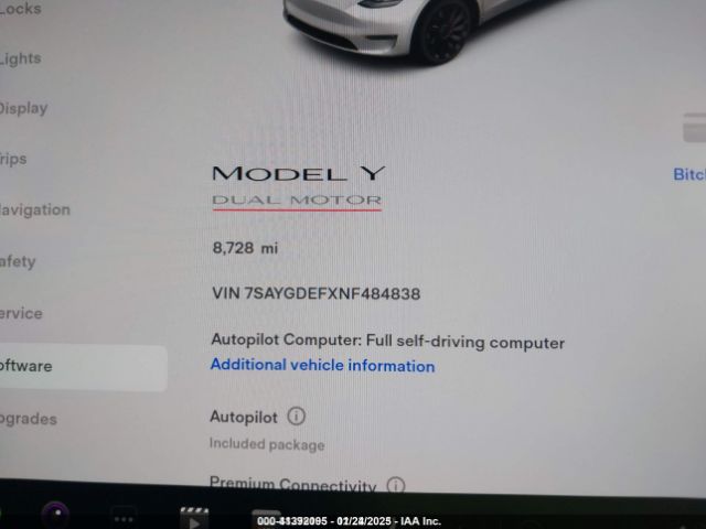 7SAYGDEFXNF484838 Tesla Model Y Performance Dual Motor All-wheel Drive