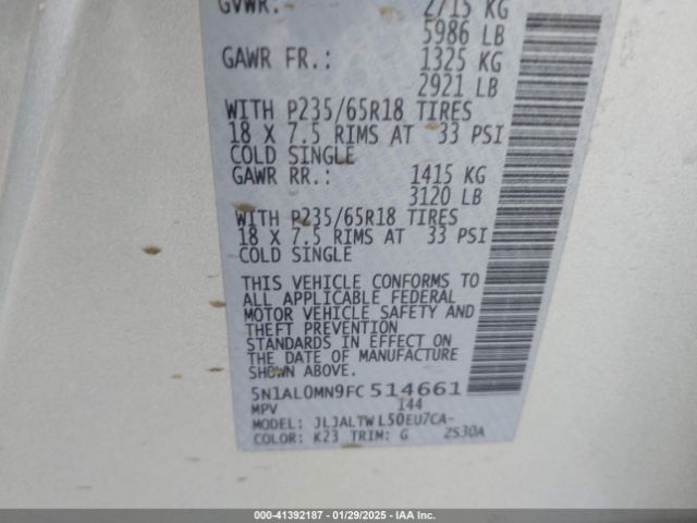 5N1AL0MN9FC514661 Infiniti QX60