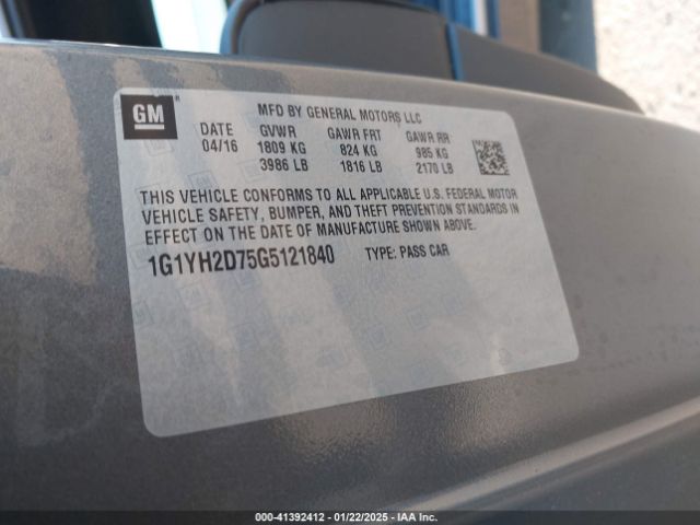 1G1YH2D75G5121840 Chevrolet Corvette Stingray Z51